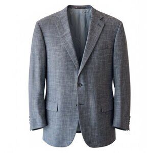 Hart Schaffner Marx Treats Squire Shop Blue Hopsack Blazer Sport Coat Jacket 50R